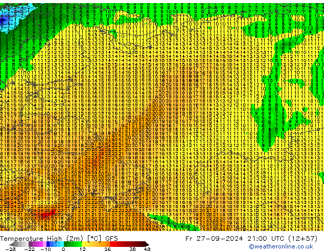 Höchstwerte (2m) GFS Fr 27.09.2024 21 UTC