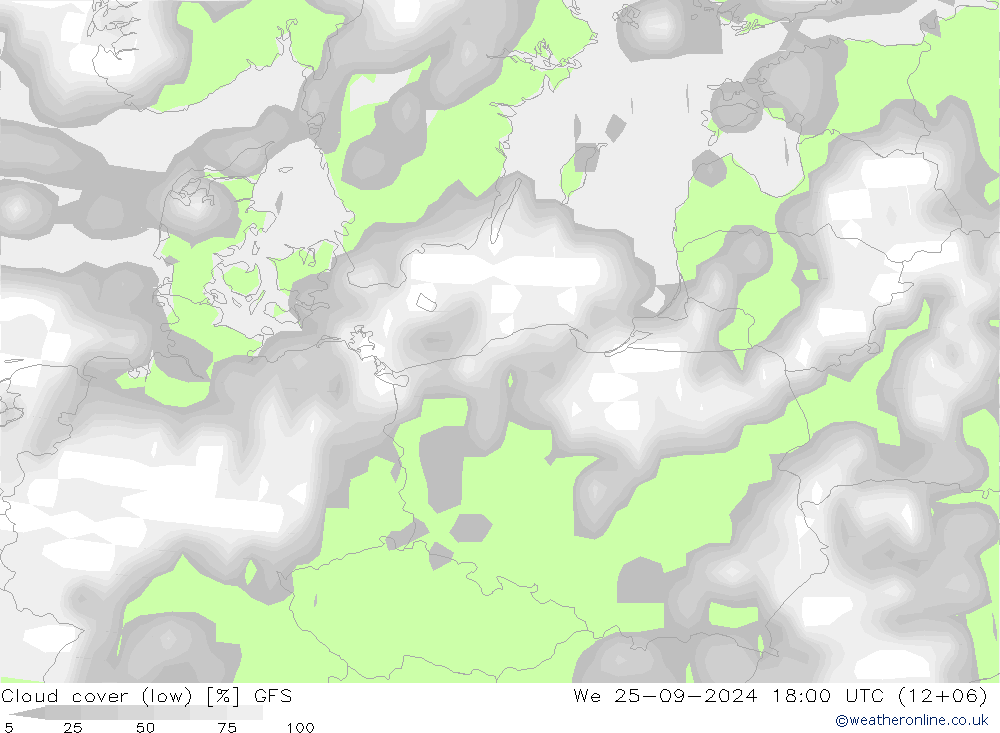 Nuages (bas) GFS mer 25.09.2024 18 UTC