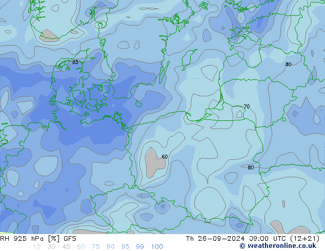 Humedad rel. 925hPa GFS jue 26.09.2024 09 UTC