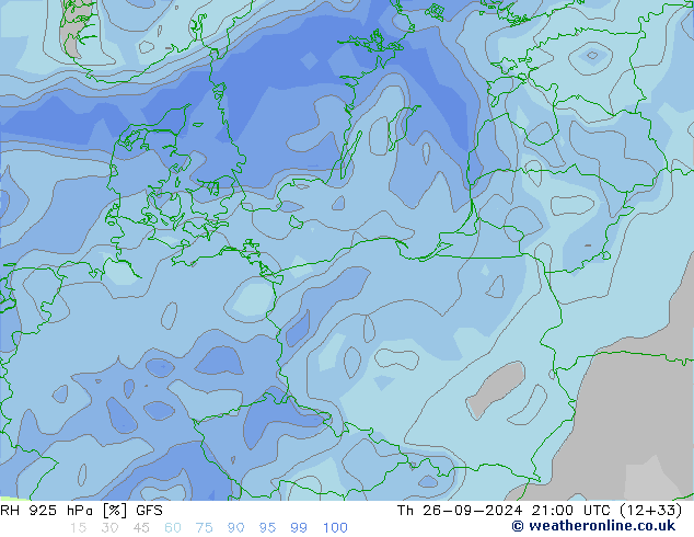 RH 925 hPa GFS Qui 26.09.2024 21 UTC