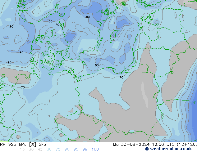 RH 925 hPa GFS  30.09.2024 12 UTC