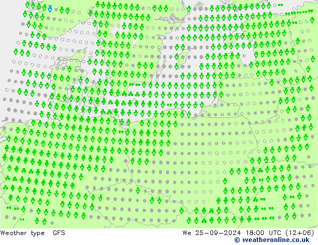 Tipo di precipitazione GFS mer 25.09.2024 18 UTC