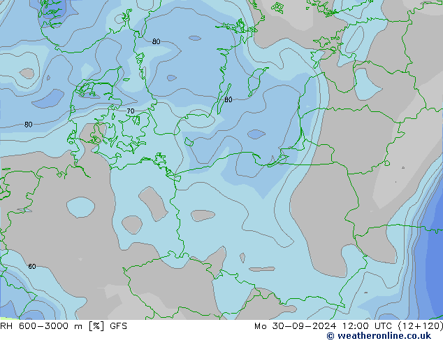 RH 600-3000 m GFS  30.09.2024 12 UTC