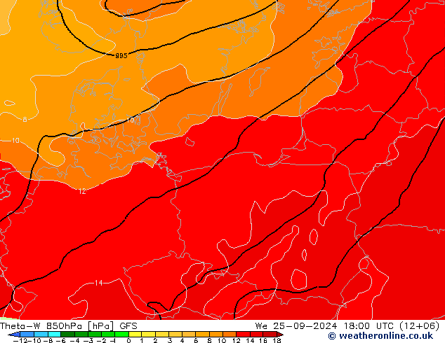 Theta-W 850hPa GFS St 25.09.2024 18 UTC