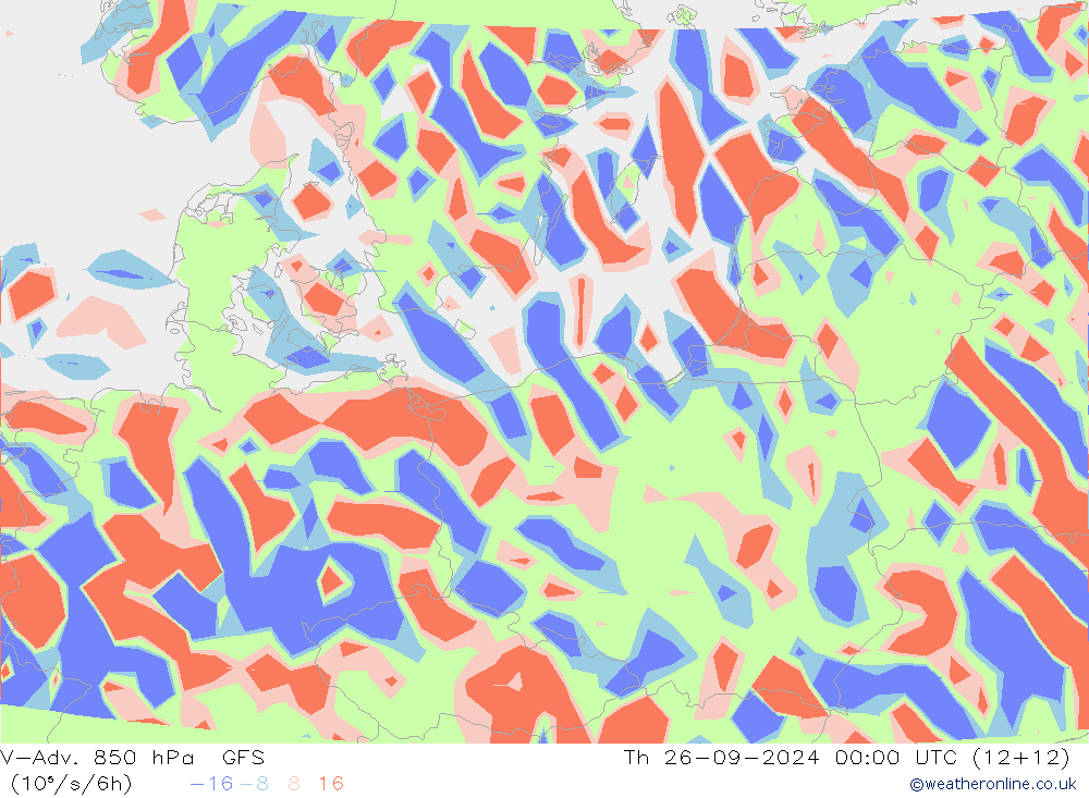 V-Adv. 850 hPa GFS Qui 26.09.2024 00 UTC