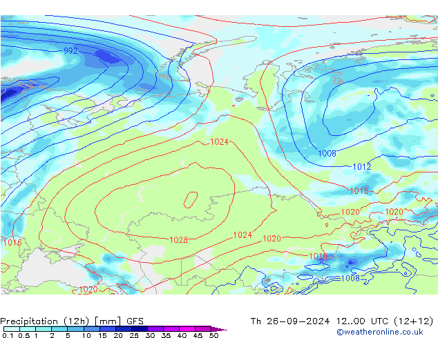 Yağış (12h) GFS Per 26.09.2024 00 UTC