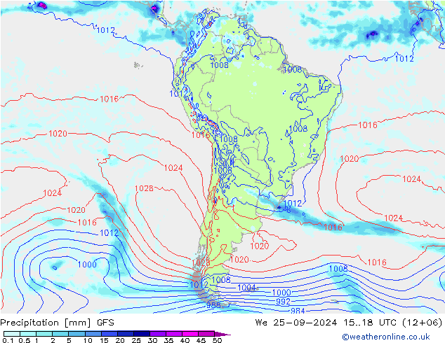 Precipitazione GFS mer 25.09.2024 18 UTC