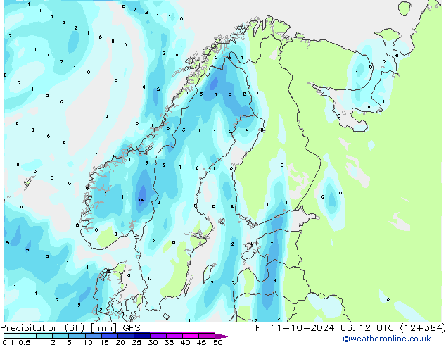 Z500/Rain (+SLP)/Z850 GFS Fr 11.10.2024 12 UTC