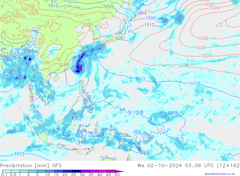 Précipitation GFS mer 02.10.2024 06 UTC