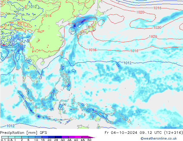 Précipitation GFS ven 04.10.2024 12 UTC