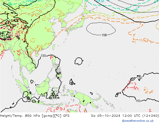 Height/Temp. 850 hPa GFS Sa 05.10.2024 12 UTC