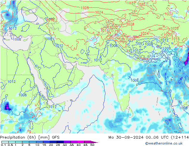 Z500/Rain (+SLP)/Z850 GFS Mo 30.09.2024 06 UTC