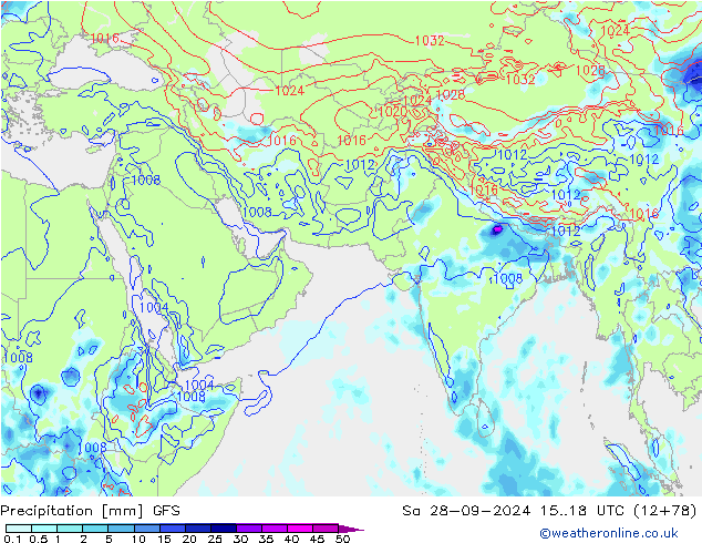 Precipitation GFS Sa 28.09.2024 18 UTC