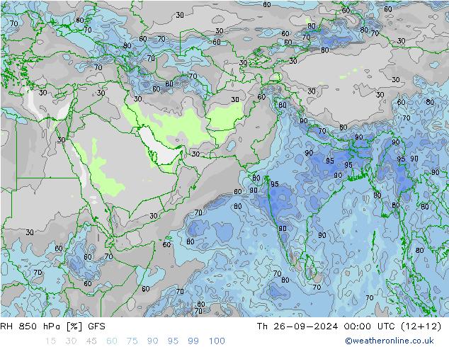 Humidité rel. 850 hPa GFS septembre 2024