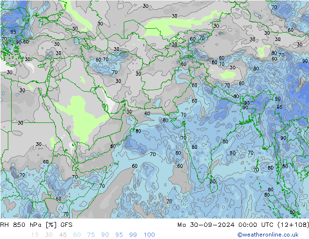 RH 850 hPa GFS Mo 30.09.2024 00 UTC