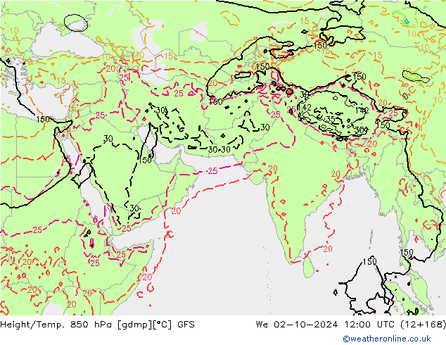 Z500/Regen(+SLP)/Z850 GFS wo 02.10.2024 12 UTC