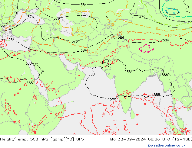 Z500/Rain (+SLP)/Z850 GFS pon. 30.09.2024 00 UTC