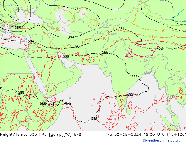 Z500/Yağmur (+YB)/Z850 GFS Pzt 30.09.2024 18 UTC