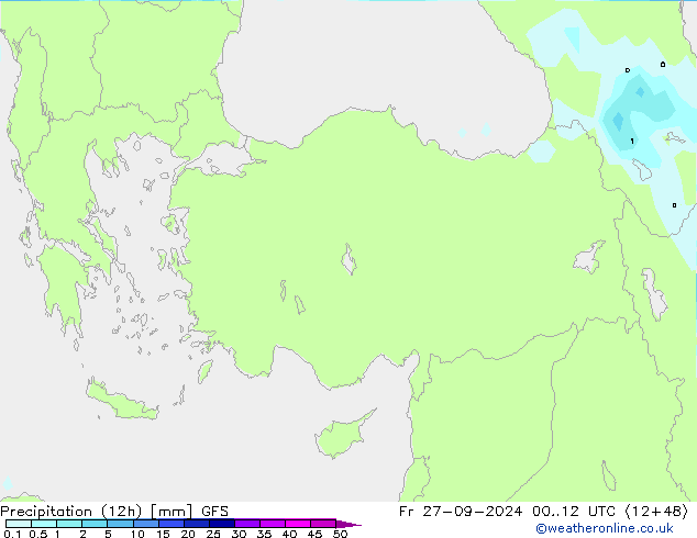 осадки (12h) GFS пт 27.09.2024 12 UTC