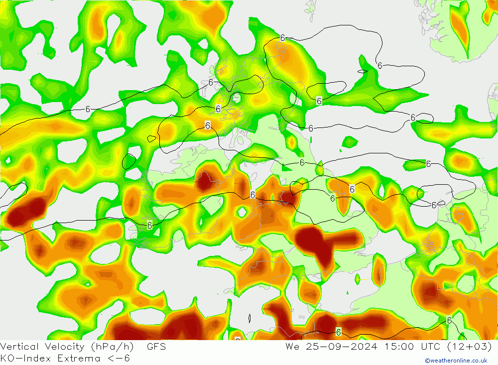 Convection-Index GFS mié 25.09.2024 15 UTC