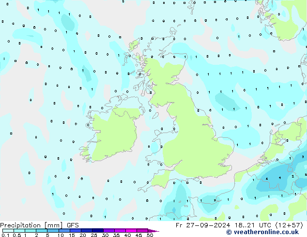 Precipitazione GFS ven 27.09.2024 21 UTC
