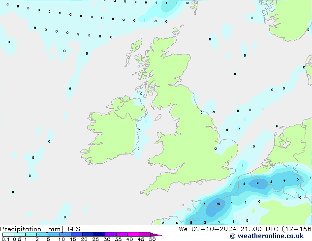 Précipitation GFS mer 02.10.2024 00 UTC