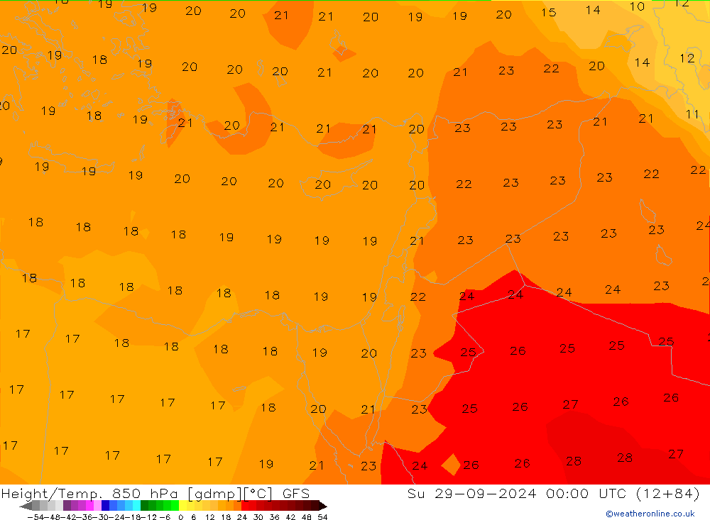 Height/Temp. 850 hPa GFS Su 29.09.2024 00 UTC