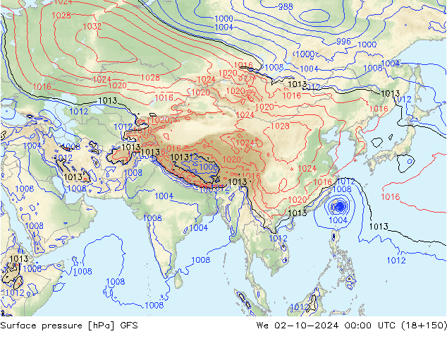 pression de l'air GFS mer 02.10.2024 00 UTC