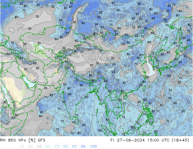 RH 850 hPa GFS Fr 27.09.2024 15 UTC