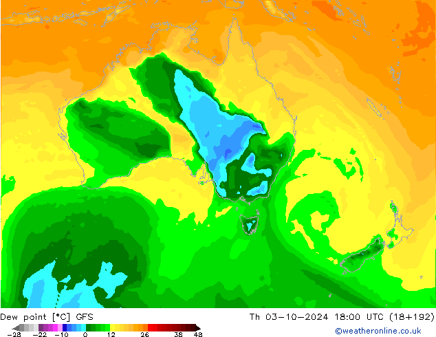 Rosný bod GFS Čt 03.10.2024 18 UTC