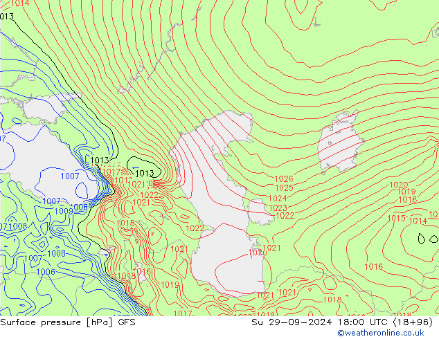 GFS: Paz 29.09.2024 18 UTC