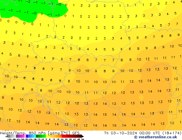 Z500/Rain (+SLP)/Z850 GFS чт 03.10.2024 00 UTC