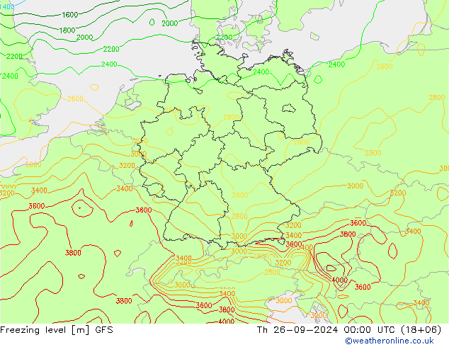 Freezing level GFS Th 26.09.2024 00 UTC