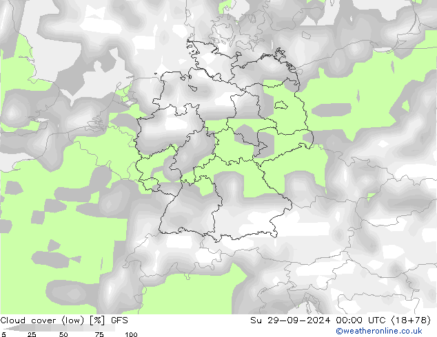 zachmurzenie (niskie) GFS nie. 29.09.2024 00 UTC