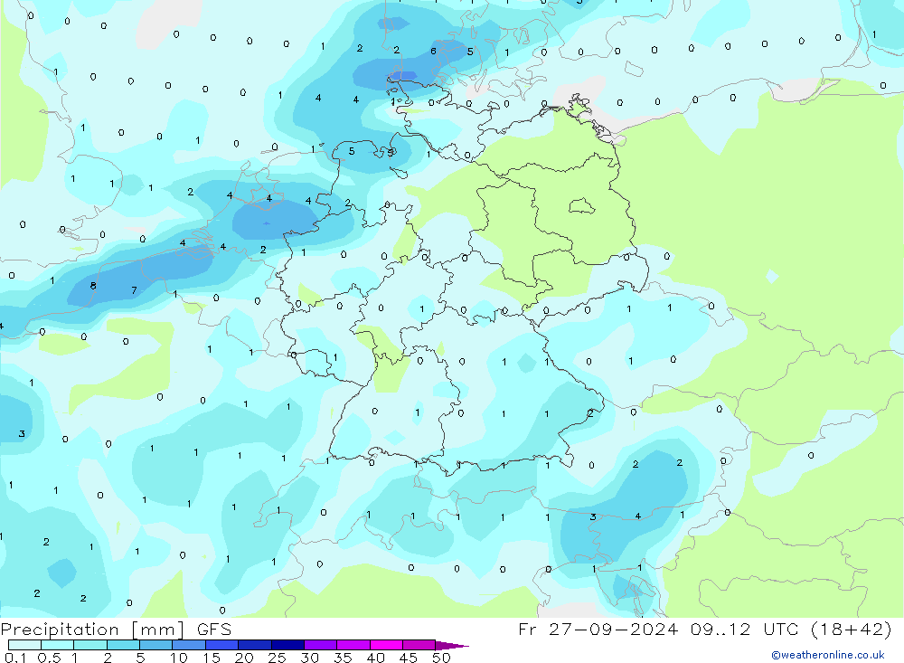 Précipitation GFS ven 27.09.2024 12 UTC