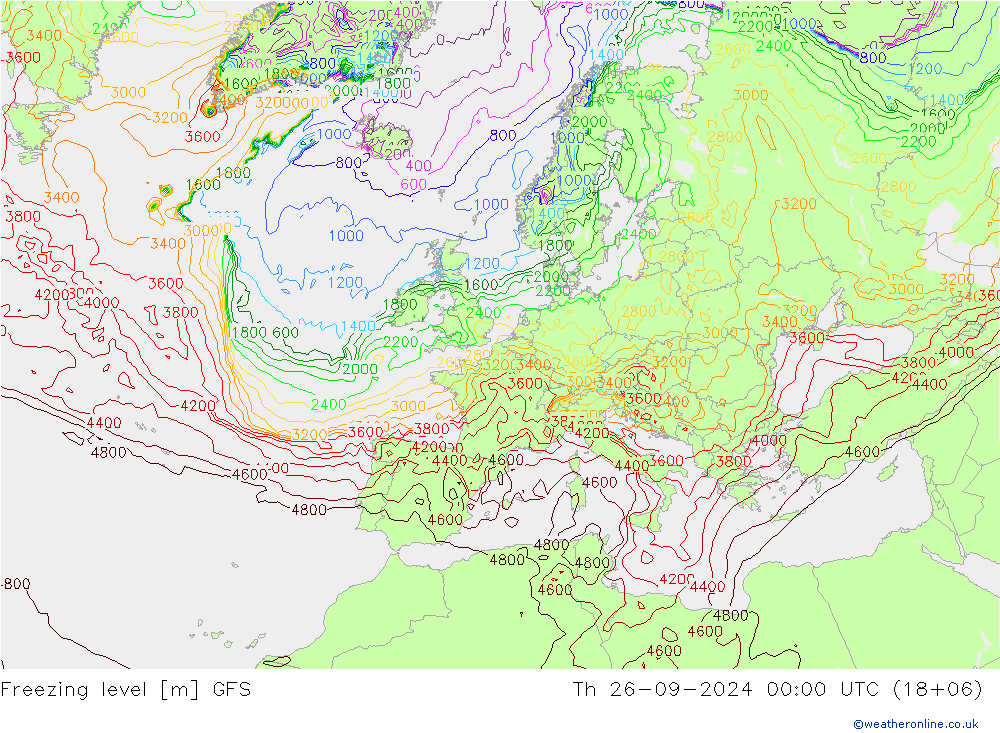 Freezing level GFS Čt 26.09.2024 00 UTC