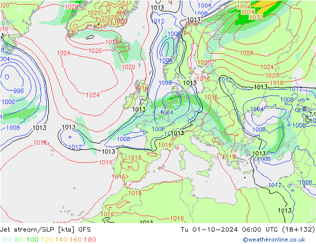 Straalstroom/SLP GFS di 01.10.2024 06 UTC