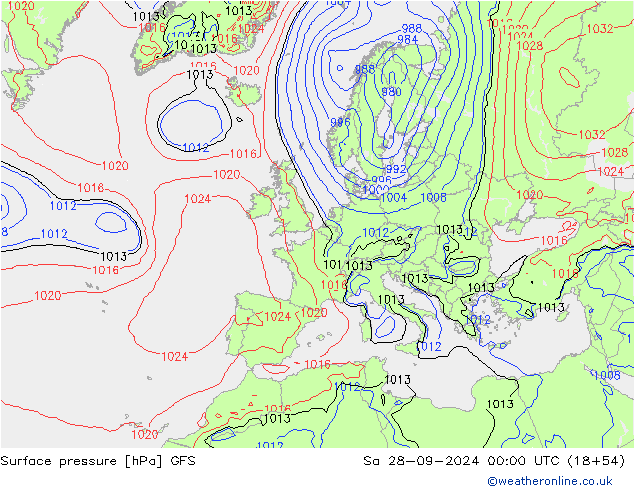 Bodendruck GFS Sa 28.09.2024 00 UTC