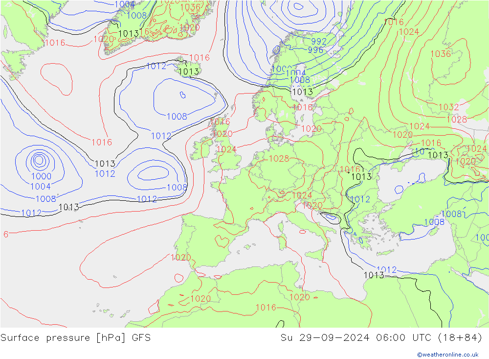 Surface pressure GFS Su 29.09.2024 06 UTC