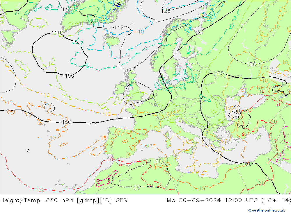 Z500/Rain (+SLP)/Z850 GFS Mo 30.09.2024 12 UTC