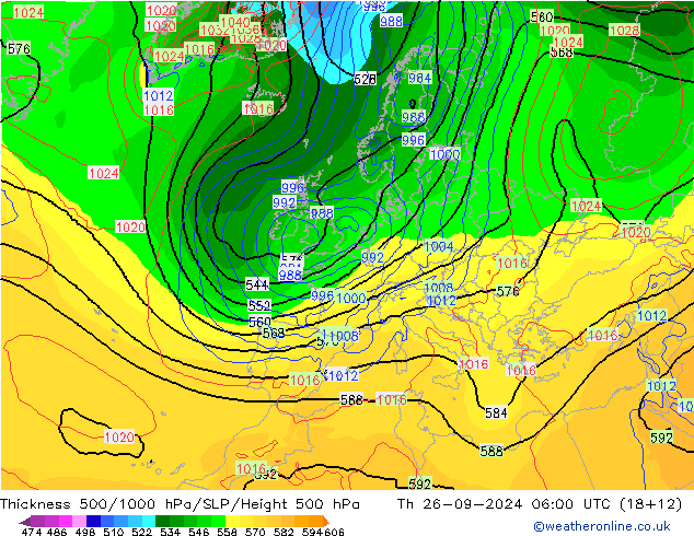 Thck 500-1000hPa GFS Th 26.09.2024 06 UTC