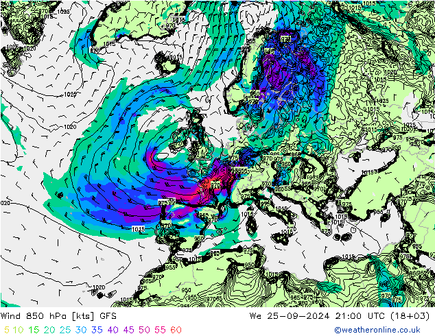  850 hPa GFS  25.09.2024 21 UTC