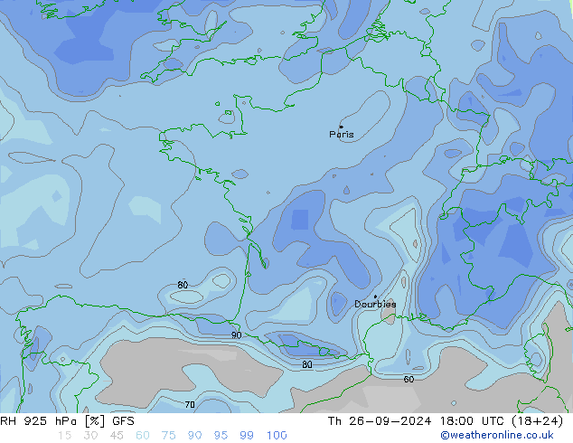 RH 925 hPa GFS Do 26.09.2024 18 UTC