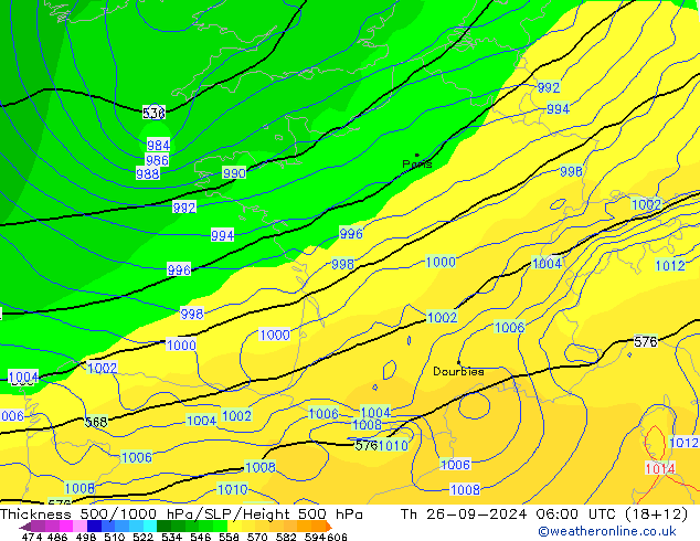 Thck 500-1000hPa GFS septembre 2024