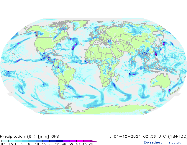 Z500/Rain (+SLP)/Z850 GFS Tu 01.10.2024 06 UTC