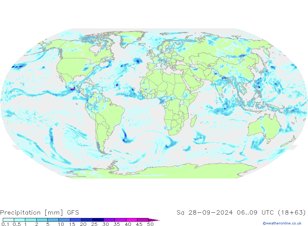 Srážky GFS So 28.09.2024 09 UTC