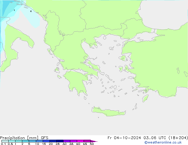 Precipitazione GFS ven 04.10.2024 06 UTC