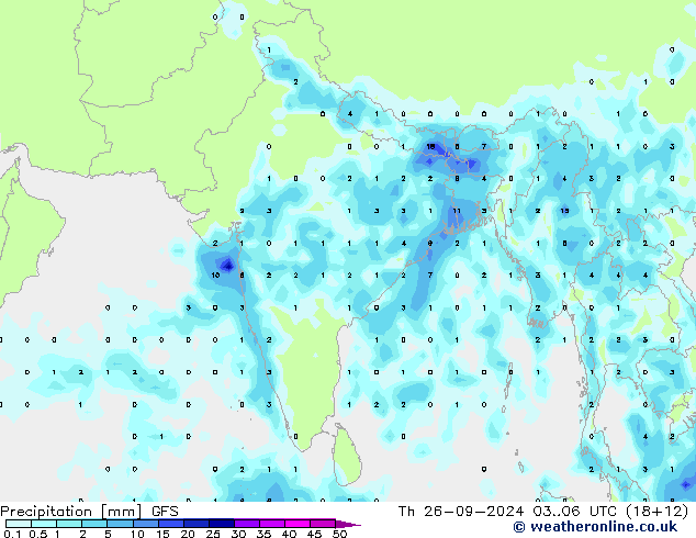 Precipitation GFS Th 26.09.2024 06 UTC