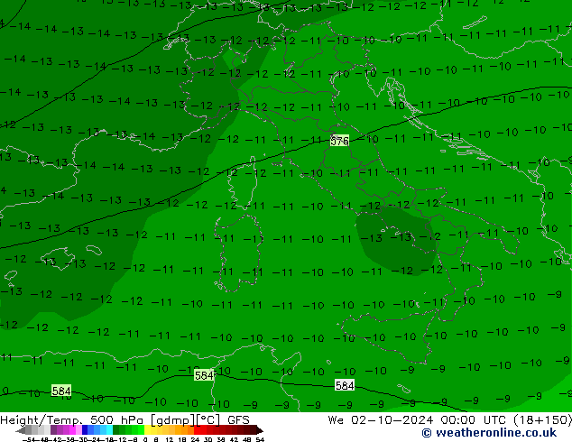 Height/Temp. 500 hPa GFS St 02.10.2024 00 UTC