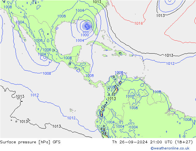 Surface pressure GFS Th 26.09.2024 21 UTC